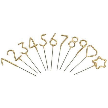 Mini 4" Gold Number Sparkler Wand Display - Pre-Filled