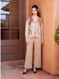 Cropped Pintuck Wide Leg Pants