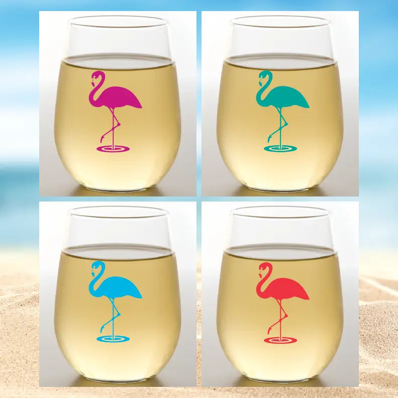 Flamingos Shatterproof Wine Glasses