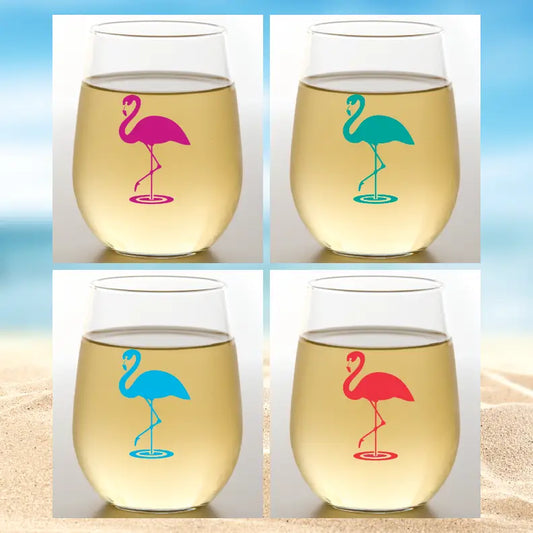 Flamingos Shatterproof Wine Glasses