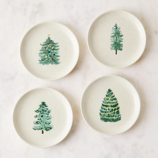 Pacifica Christmas Tree Set of 4 Appetizer Plate