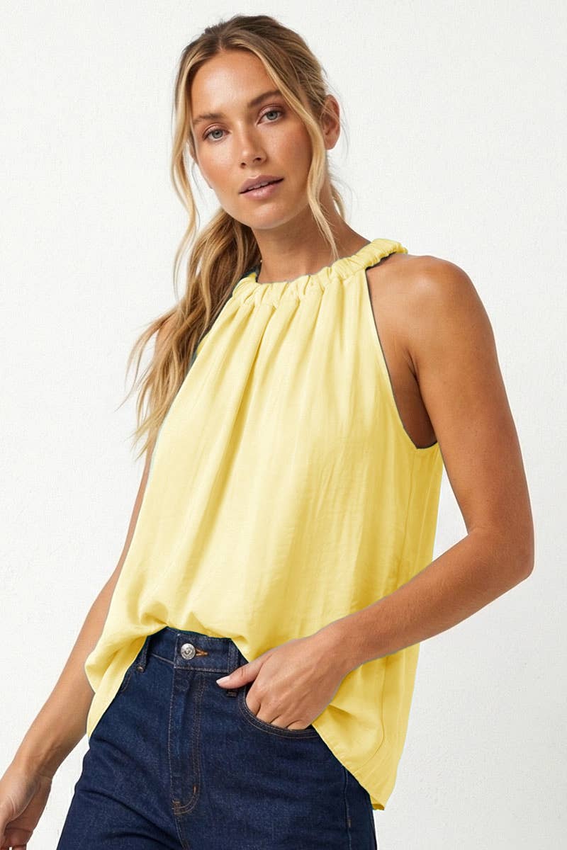 Twisted Halter Style Top With Tie Back