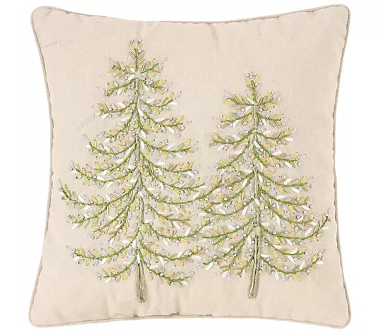 Winter Garden Ribbon Art Pillow