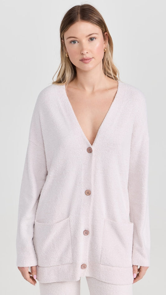 CozyChic Luxe Contrast Rib Pocket Cardigan