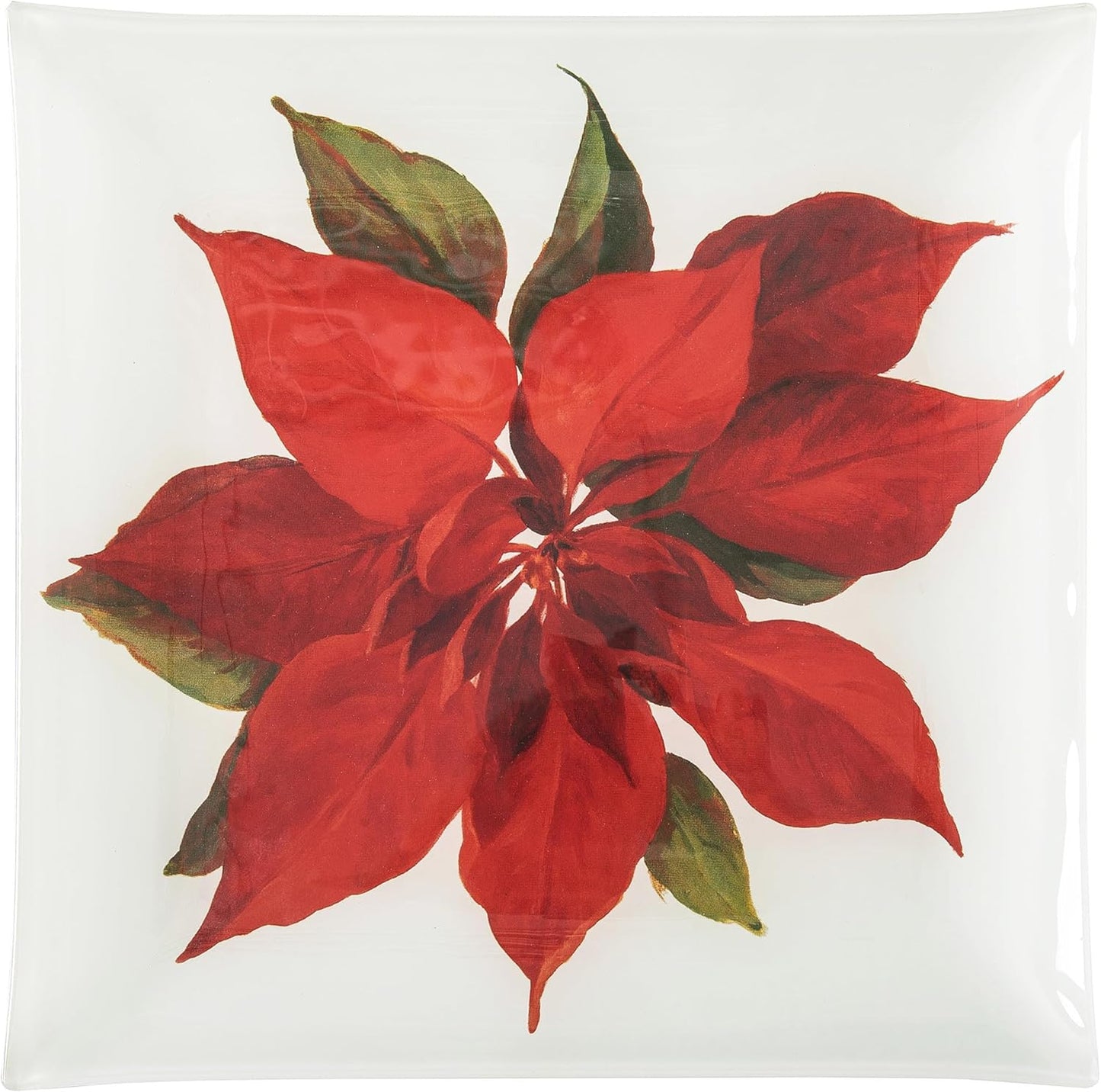 Poinsettia Christmas Slump Glass Platter