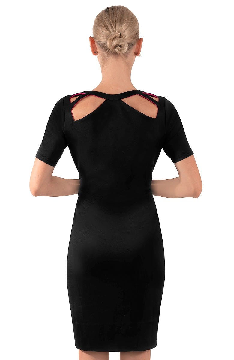 Jersey Peek A Boo Dress - Black/Pink