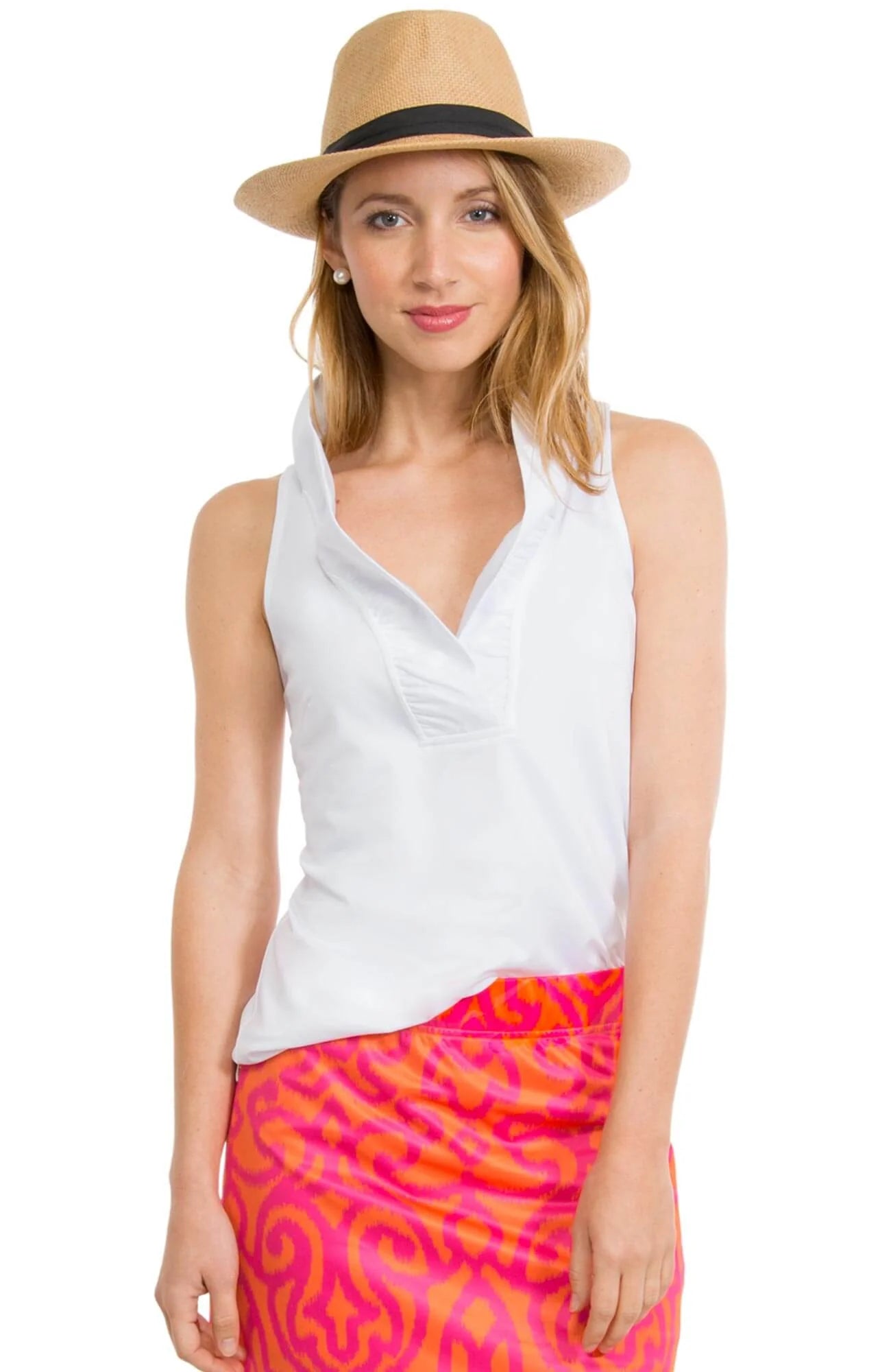 Jersey Sleeveless Ruffneck Top