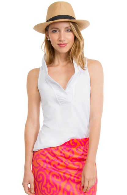 Jersey Sleeveless Ruffneck Top