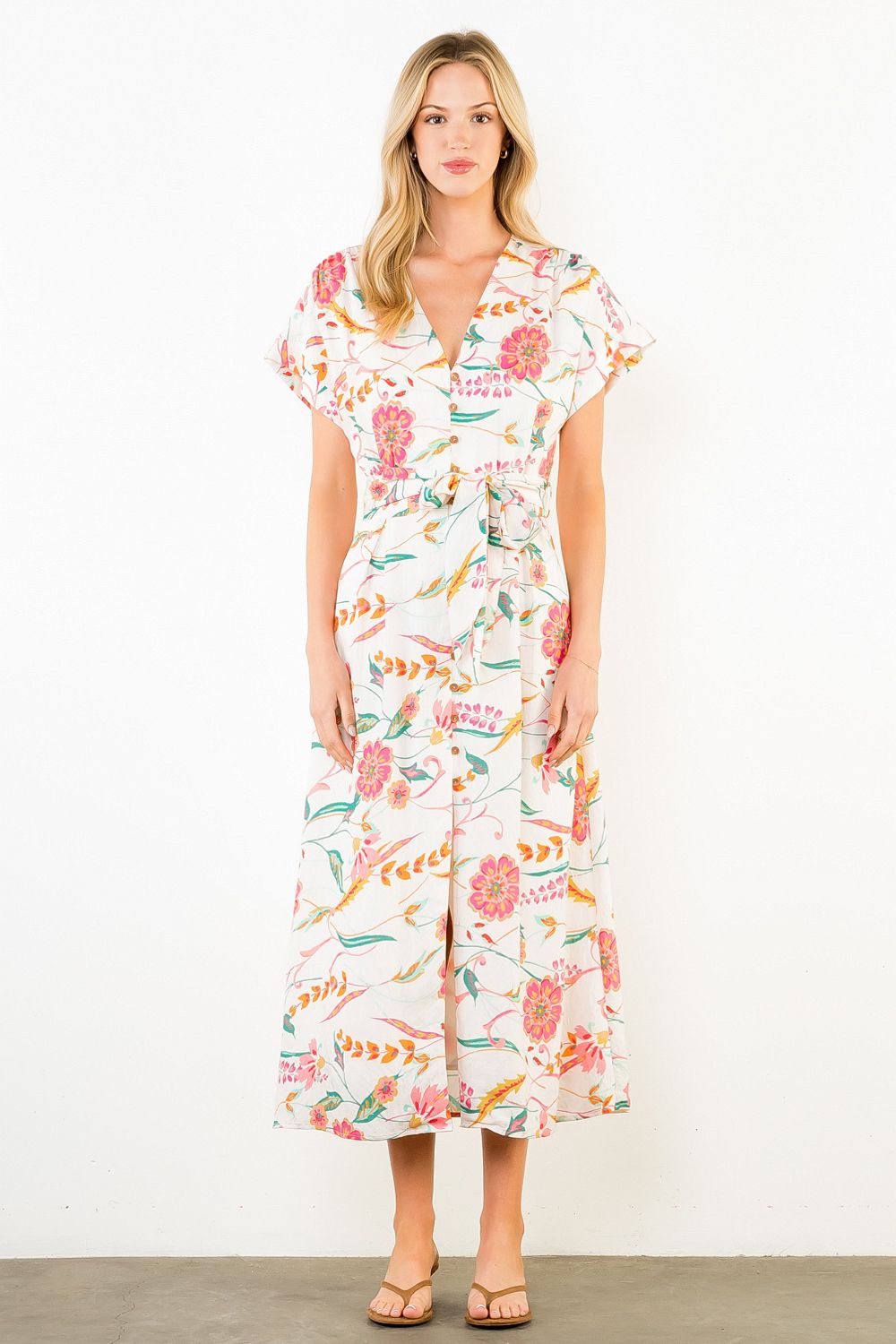 Short Sleeve Floral Pattern Dress