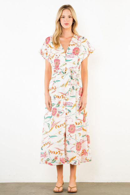 Short Sleeve Floral Pattern Dress