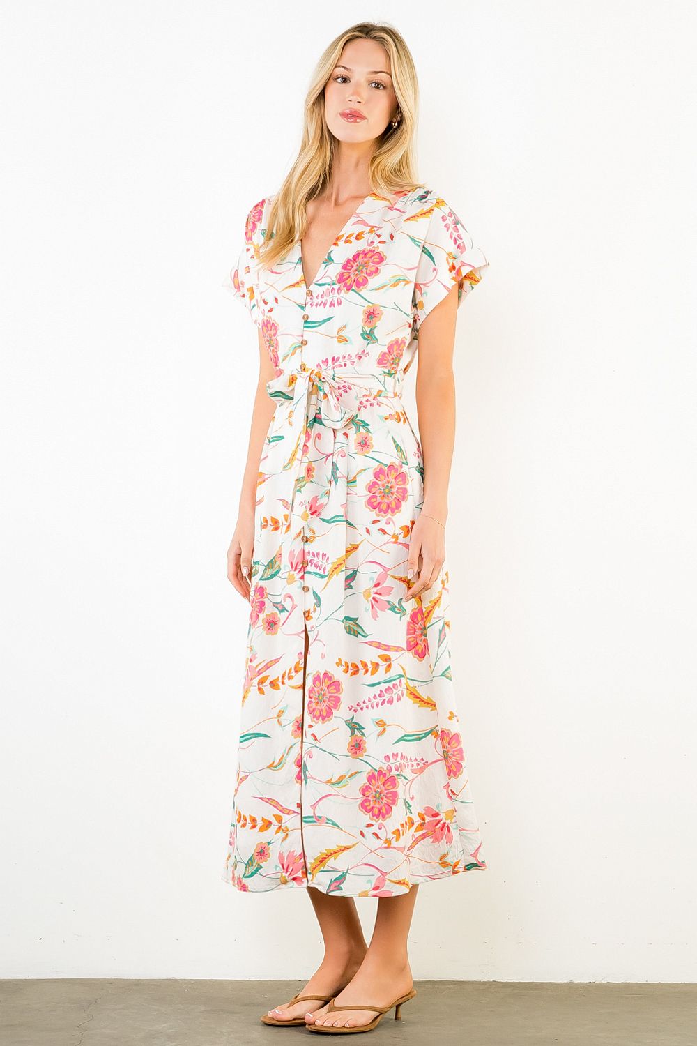 Short Sleeve Floral Pattern Dress