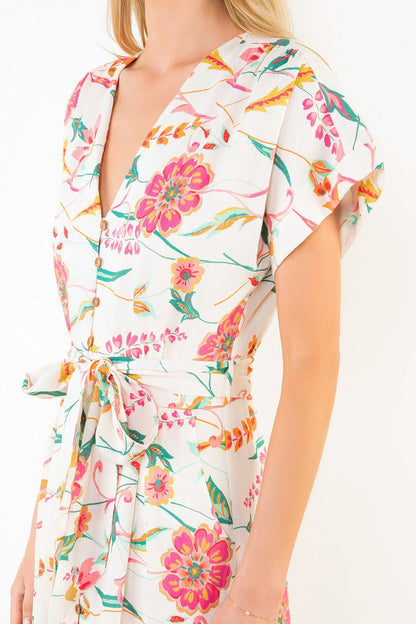 Short Sleeve Floral Pattern Dress