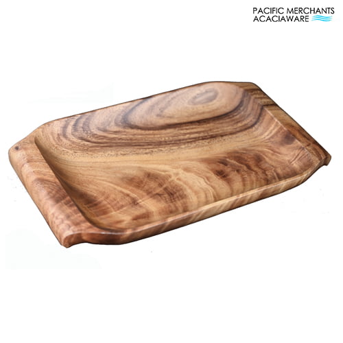 Acacia Wood Serving Tray with Handles