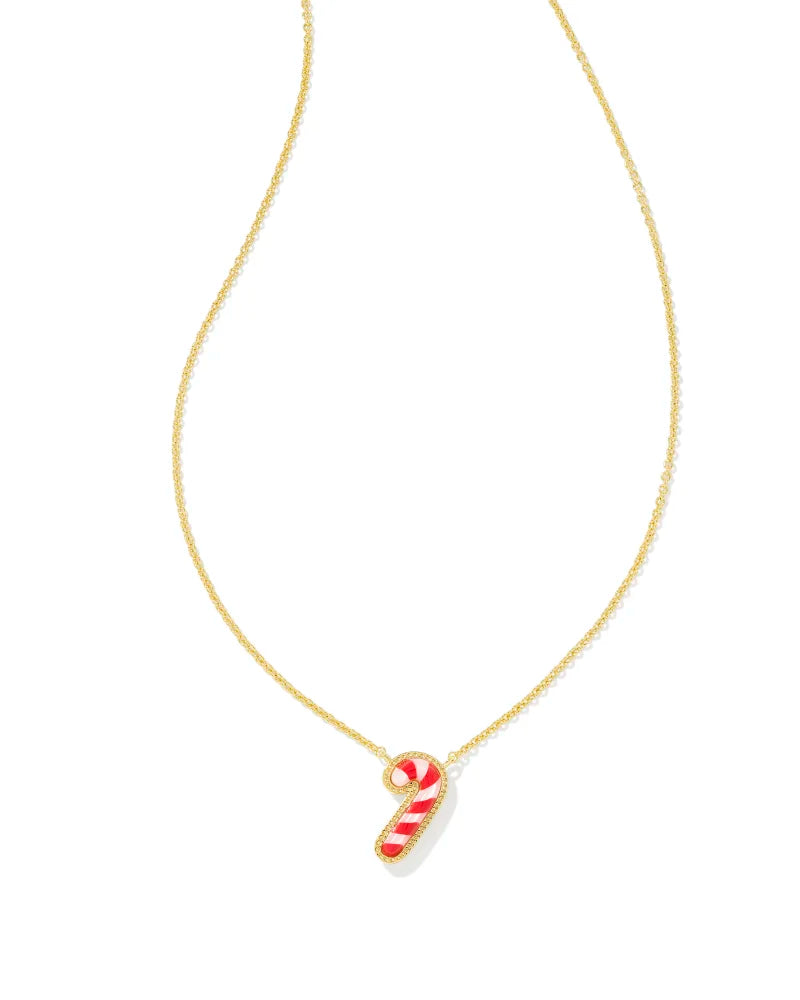 Candy Cane Gold Short Pendant Necklace