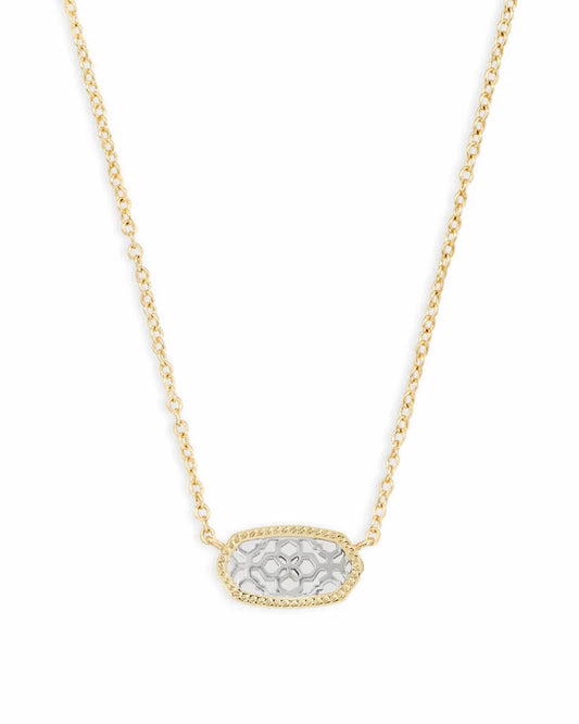 Elisa Gold Pendant Necklace in Silver Filigree