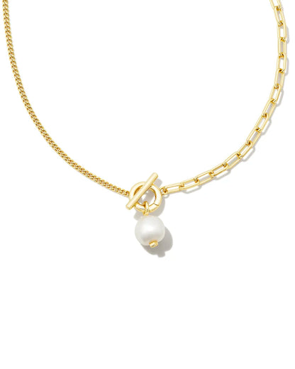 Leighton Convertible Gold Pearl Chain Necklace