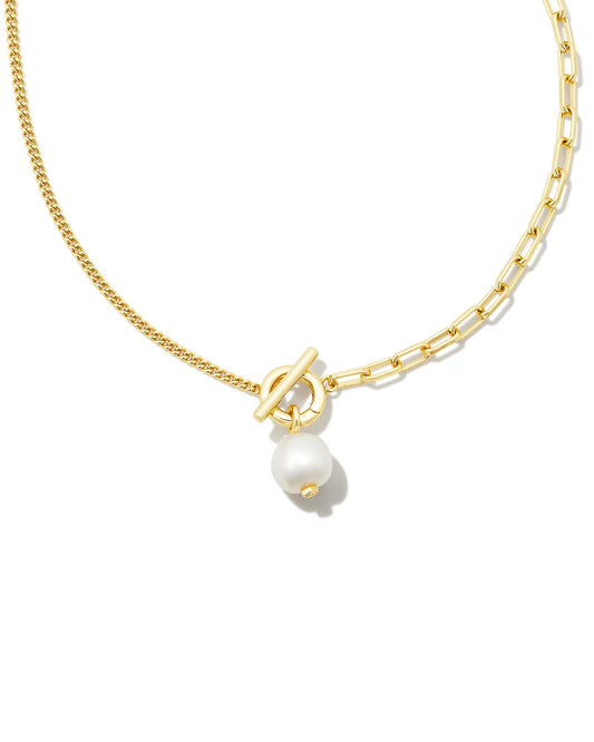 Leighton Convertible Gold Pearl Chain Necklace