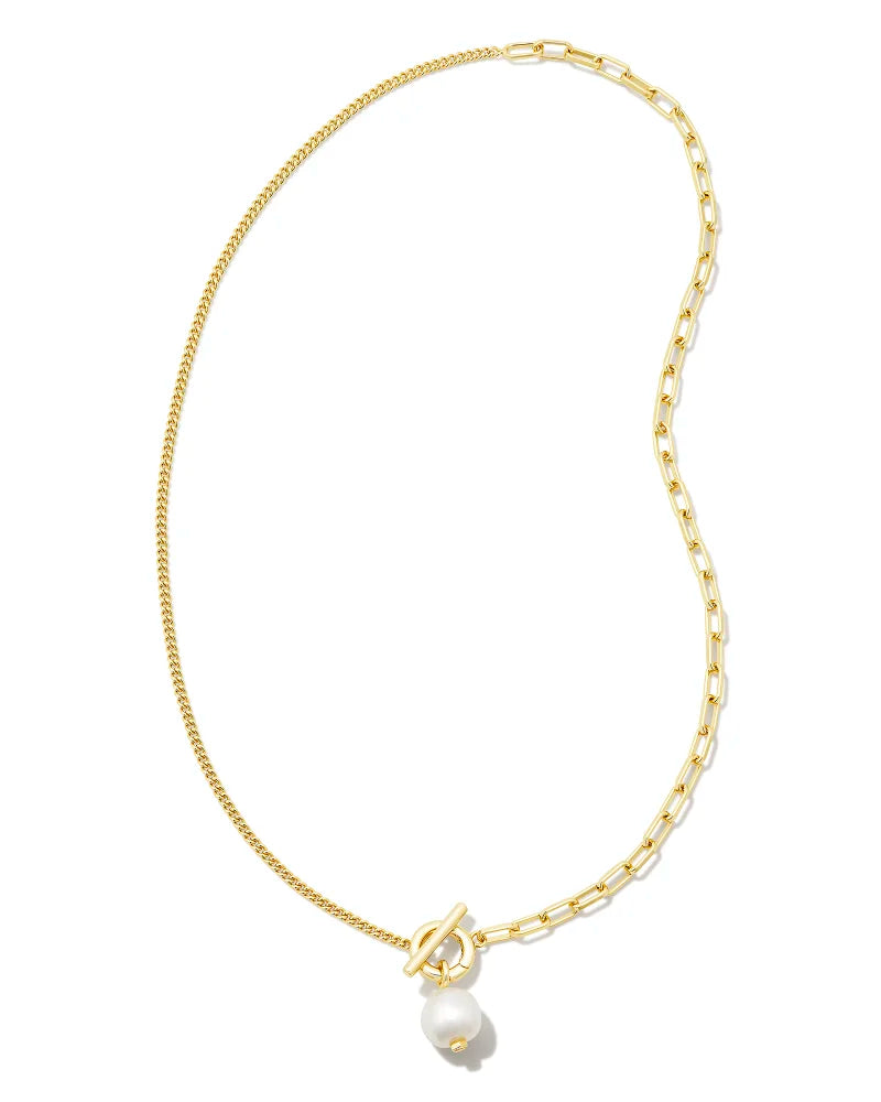 Leighton Convertible Gold Pearl Chain Necklace