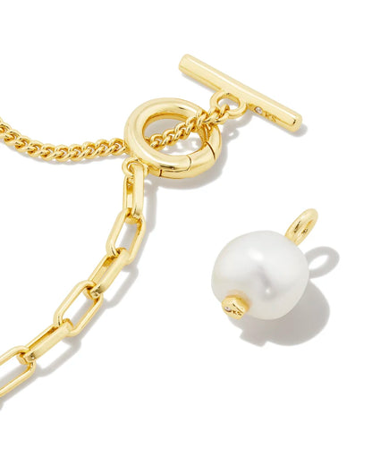 Leighton Convertible Gold Pearl Chain Necklace