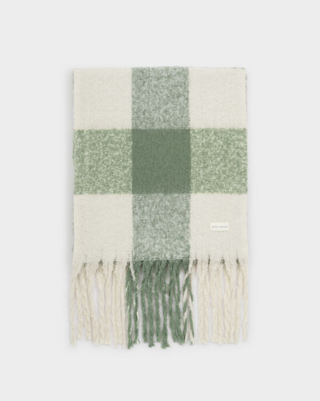 Recycled Checked Tassel Scarf
