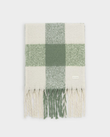 Recycled Checked Tassel Scarf