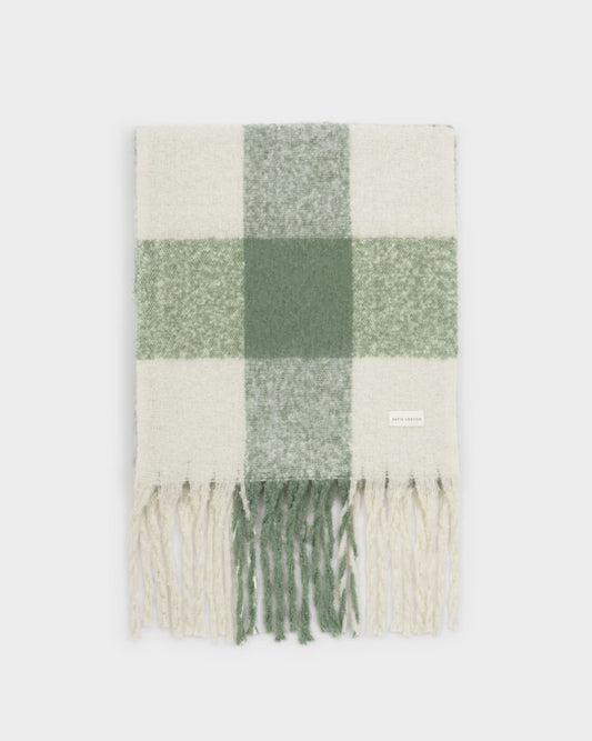 Recycled Checked Tassel Scarf