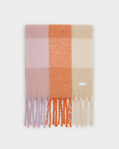 Recycled Checked Tassel Scarf