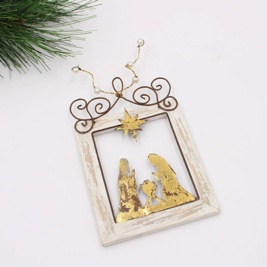 6" Framed Holy Family Gold Ornament