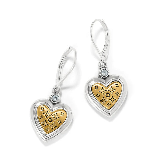 Mosaic Heart Two Tone Leverback Earrings