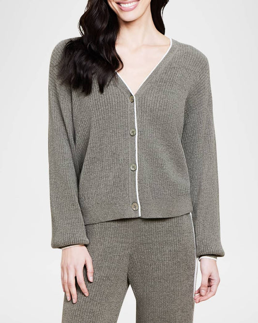 Cozy Chic Ultra Light Contrast Ribbed Cardigan