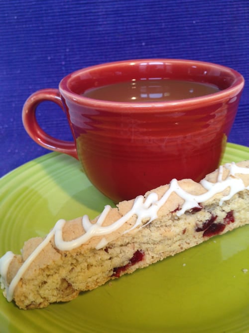 Limoncello Cherry Biscotti with White Chocolate