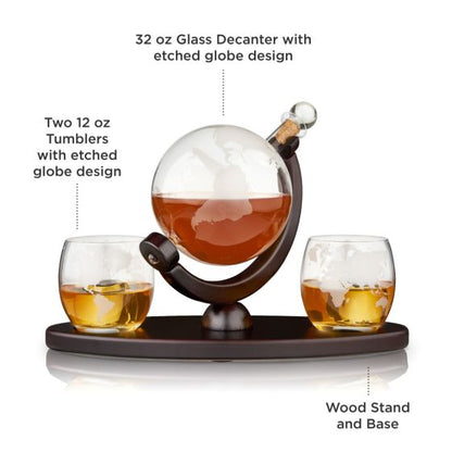 Globe Decanter & Whiskey Tumblers Set