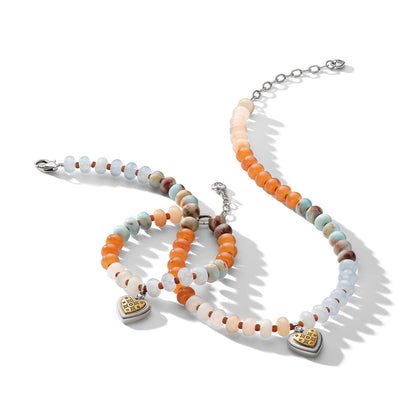 Mosaic Two Tone Heart Beaded Necklace