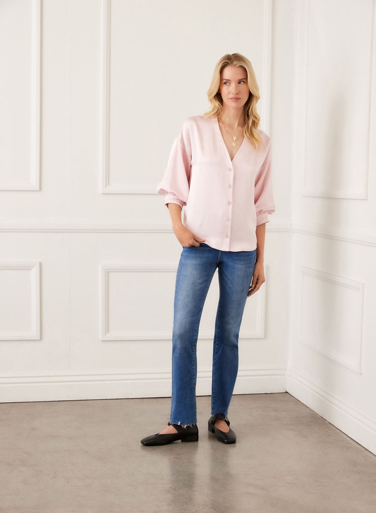 Lantern Sleeve Satin Top