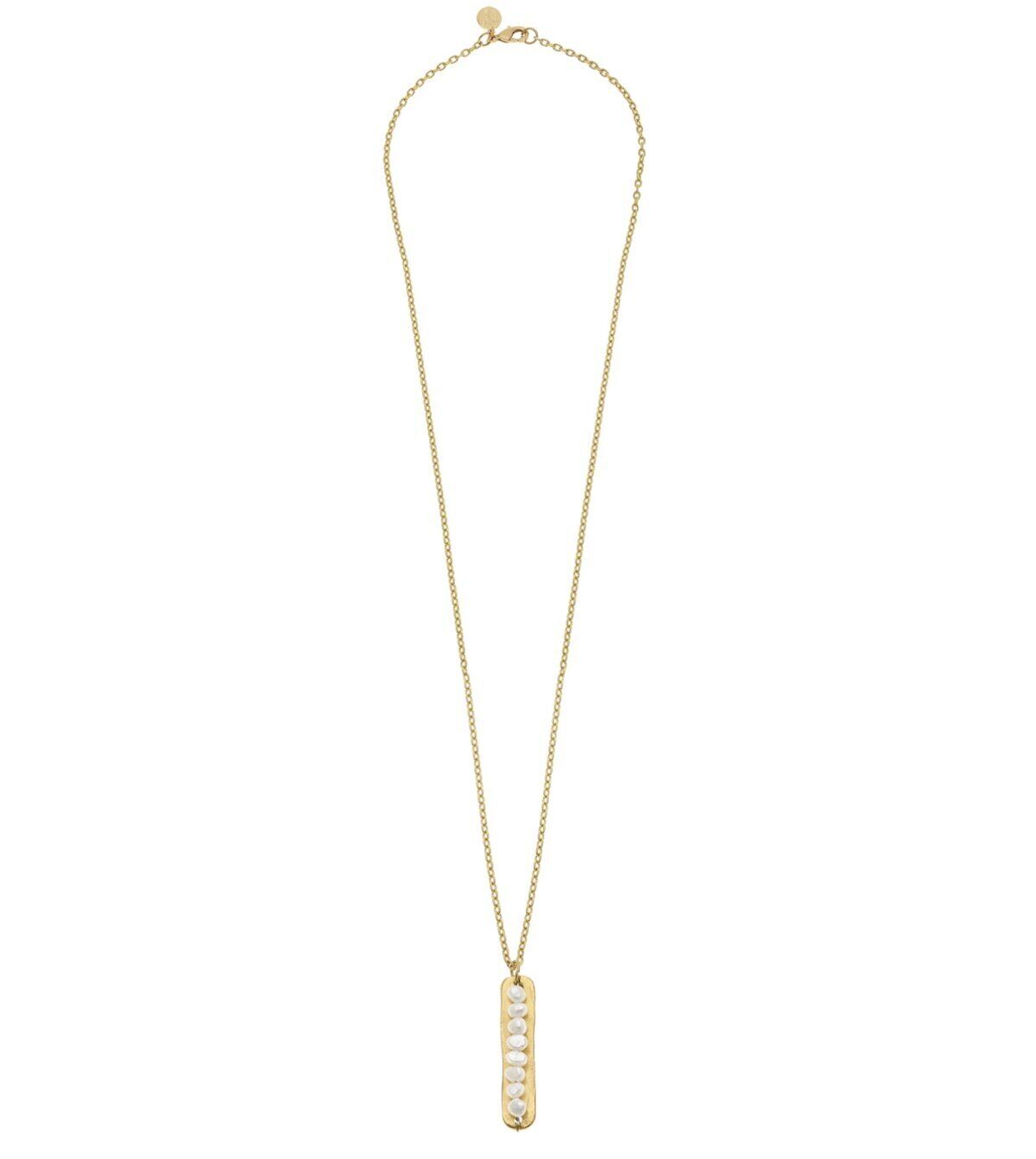 Susan Shaw Pearl Gold Bar Necklace