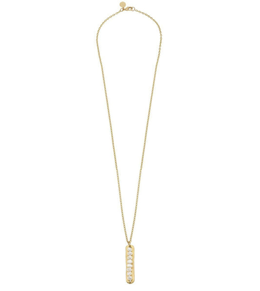 Susan Shaw Pearl Gold Bar Necklace