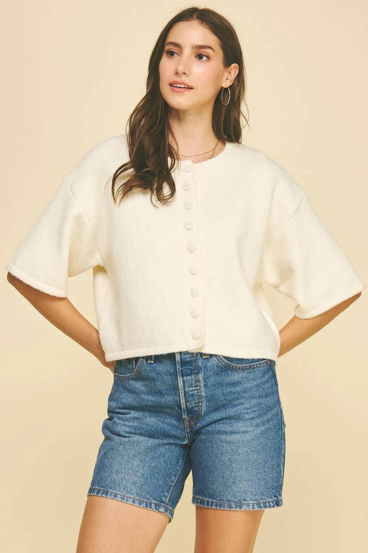 Button Down Short Sleeve Sweater
