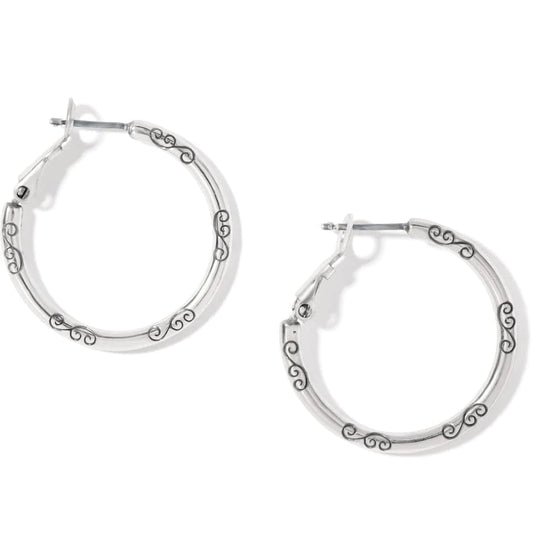 Small Hoop Charm Earrings- Silver