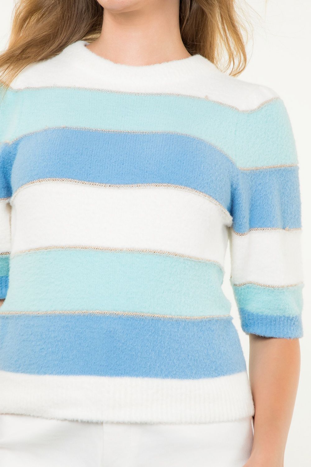 Colorblock Knit Shortsleeve Top