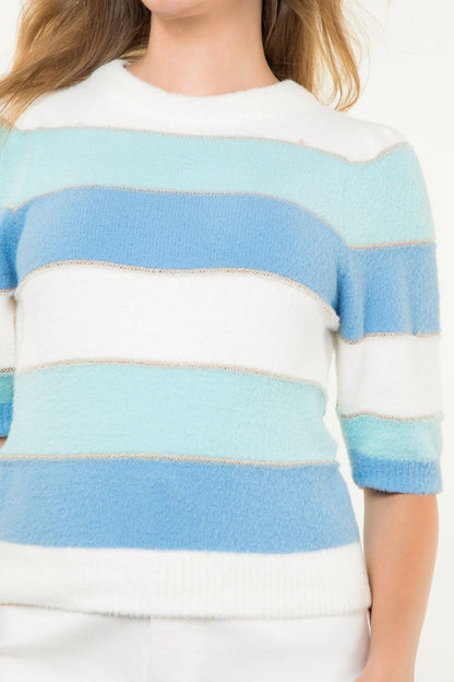 Colorblock Knit Shortsleeve Top