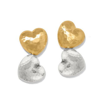 Versailles Trianon Heart Small Two Tone Post Drop Earrings