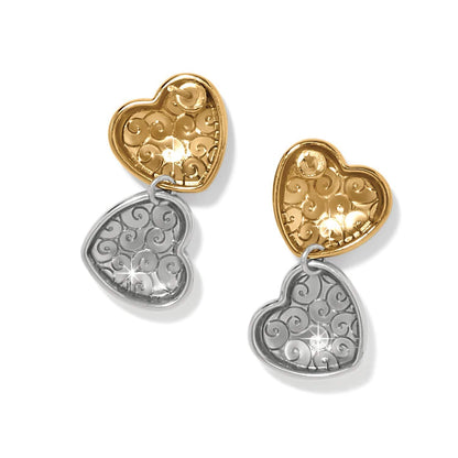 Versailles Trianon Heart Small Two Tone Post Drop Earrings