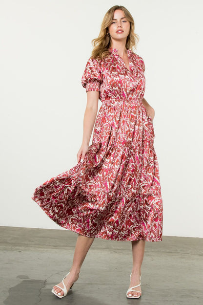 Short Sleeve Print Maxi Dress