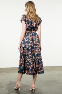 Flutter Sleeve Print Tiered Dress